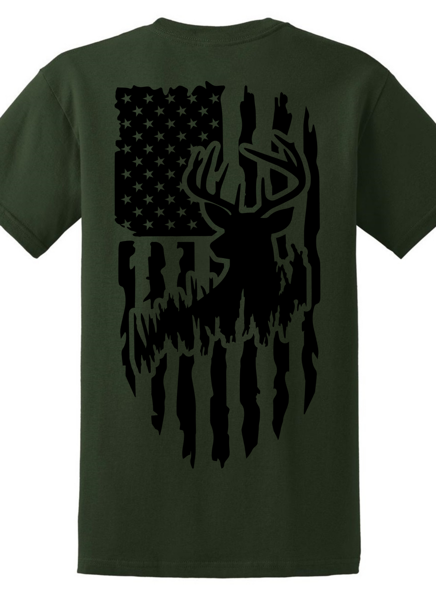 Short Sleeve, Custom Screen Print, Deer with flag (made to order)