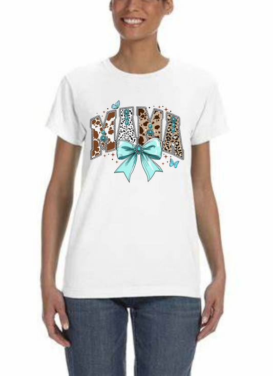 Short sleeve custom DTF, "MAMA with a bow" (made to order)