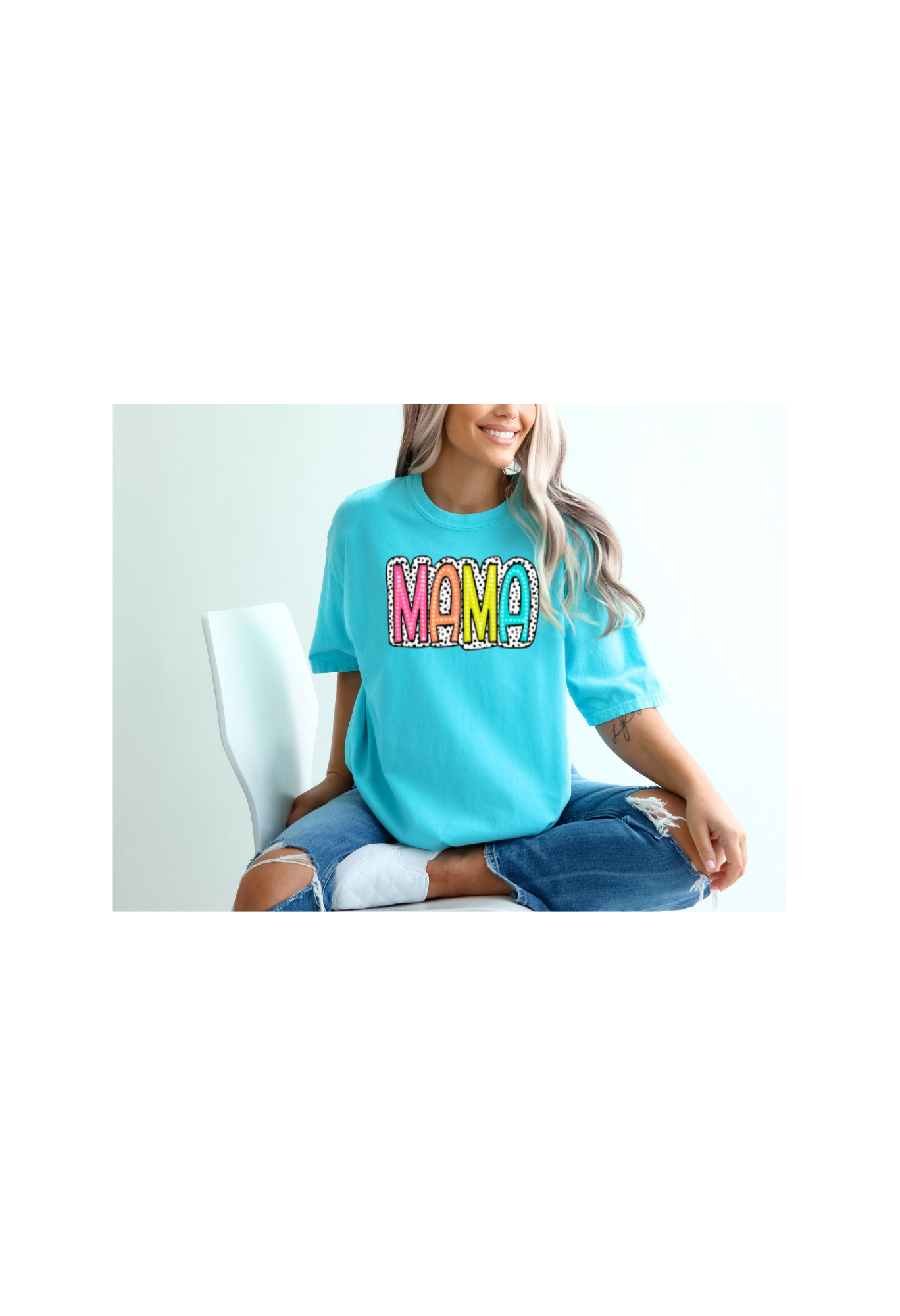 Custom Short Sleeve T-Shirt, DTF, "Mama" Pokadots